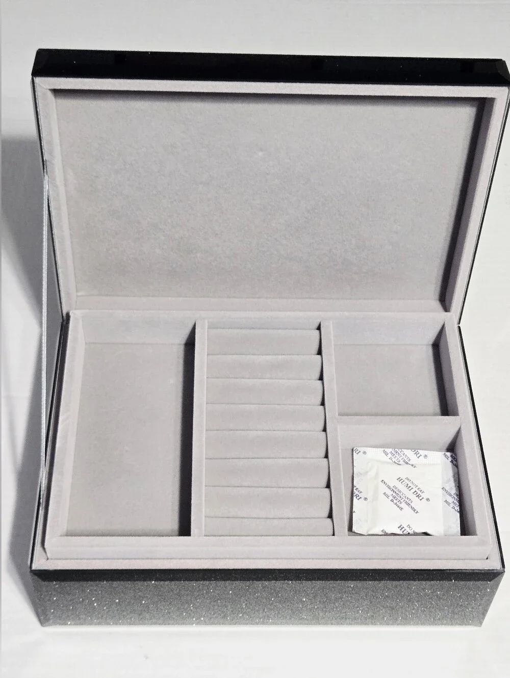 Palinna Dandelion Glass Jewelry Box Black Silver Velvet Organizer New In Box